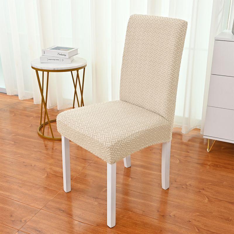 

1PC Elastic Dining Room Chair Cover Stretch Thick Jacquard Kitchen Chair Cover Slipcover For Dining Kitchen Hotel Wedding