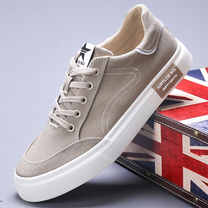 Men's Trendy Casual Canvas Shoes - Solid Color, Low Top, Flat Bottom, Lace-Up