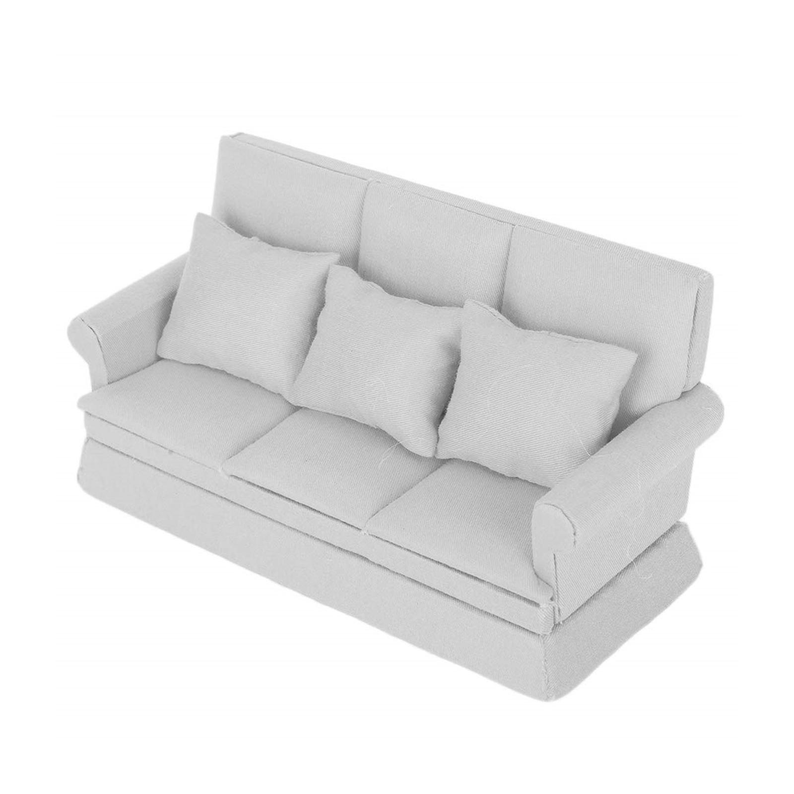 

1/12 Scale Dollhouses Three-seat Miniature Couch Furniture Pretend Play for Kids Furniture Model for Dollhouses 5