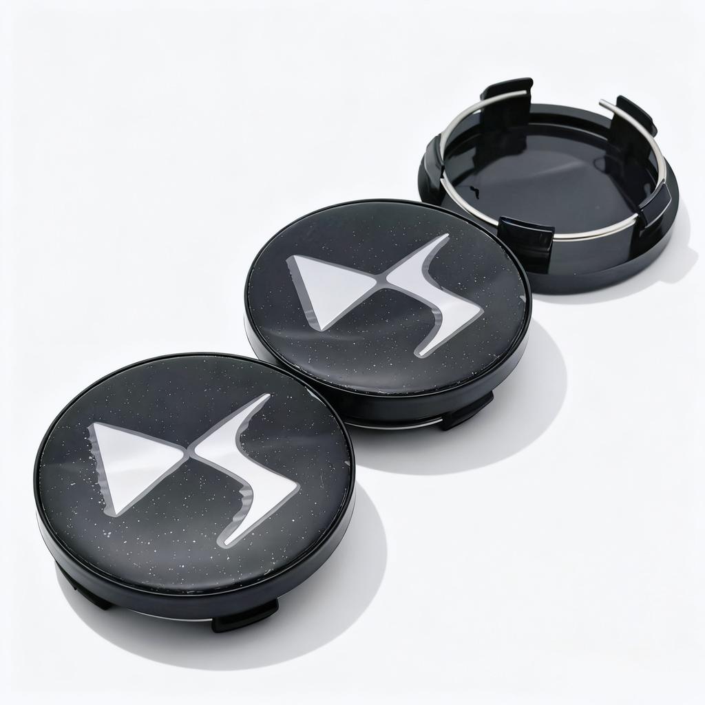 4pcs Black Silver DS Logo Emblem Car Wheel Center Caps 58MM 54MM Rim Hubcaps Dust Cover Wheels Hub Cap Replace Car Accessories