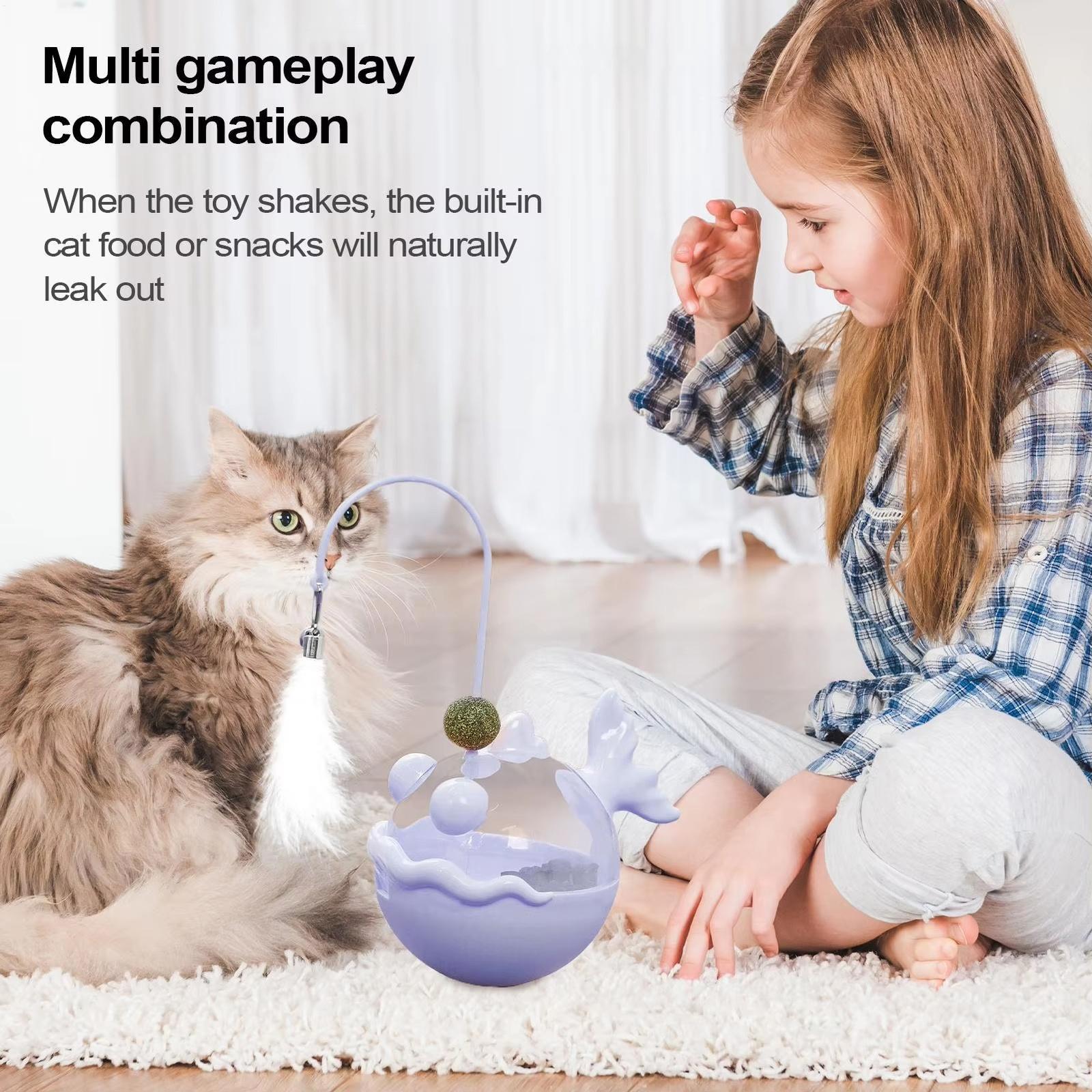 

Anglerfish Toy with Catnip Dispenser Interactive Self-Playing Tumbler Teaser Toy one size синий