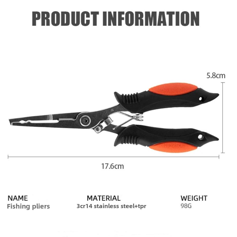 Curved Mouth Fishing Pliers Long Nose Stainless Steel Lure Fishing Tong Professional Multifunction Fishing Scissors