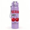 1PC Cherry Fruit Letter Logo 750ml Color Plastic Sports Water Bottle Leakproof Flip Straw Lid Suitable for Sports Office Home Use