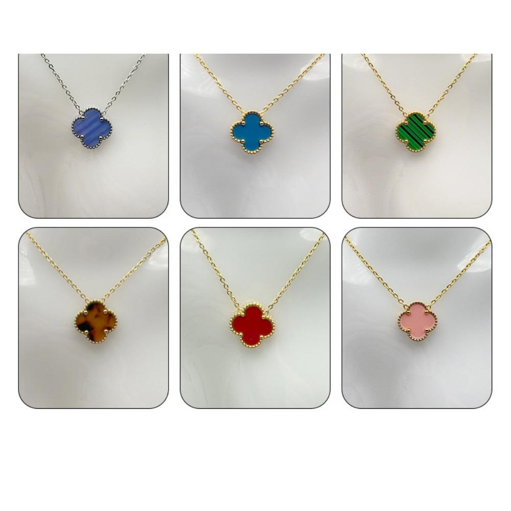 Temperament Socialite Lucky Four-leaf Clover Titanium Steel Necklace Female Internet Celebrity Light Luxury Five-flower Clavicle Ladies Necklace