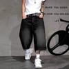 Men's Street Trend Denim Cropped Pants Black Old Loose Edition Summer Casual Jeans