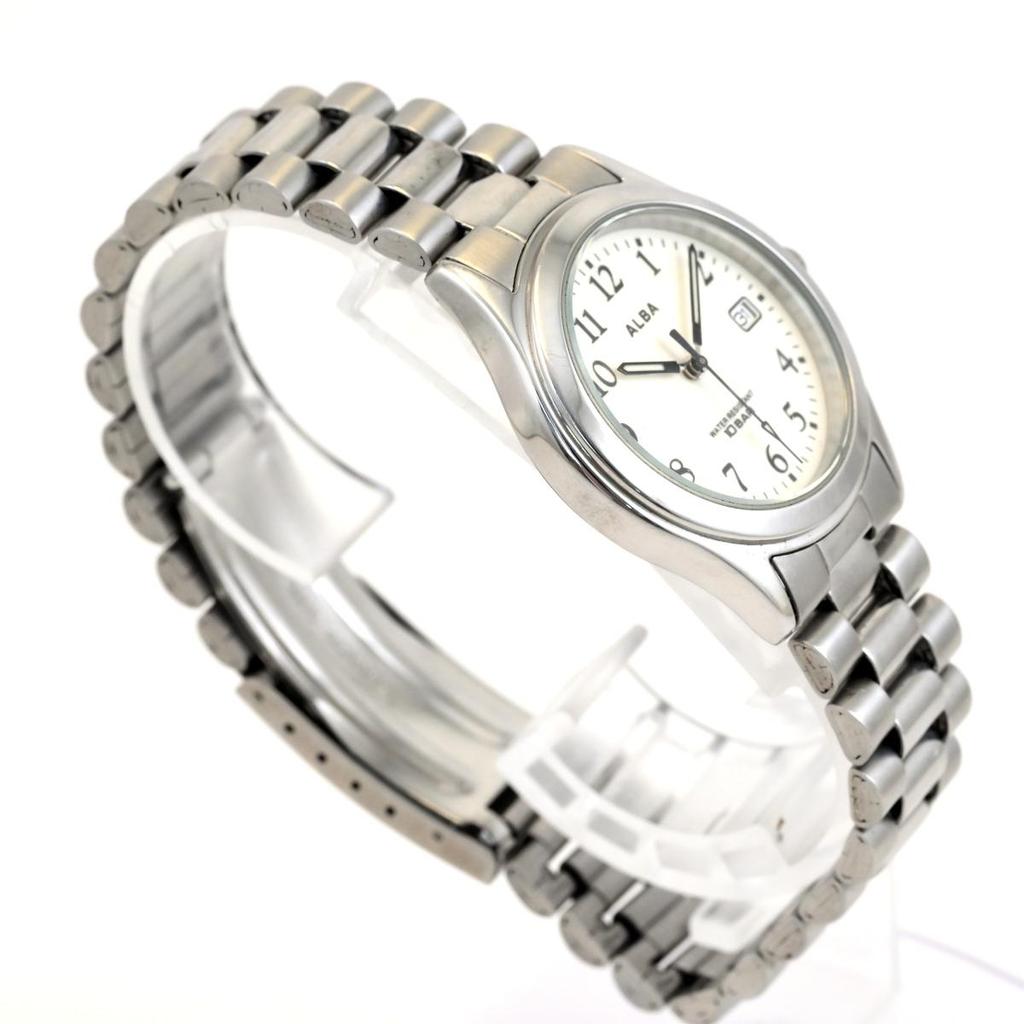 [Used] SEIKO ALBA QUARTZ date wristwatch luminous dial Ref.7N32-K004