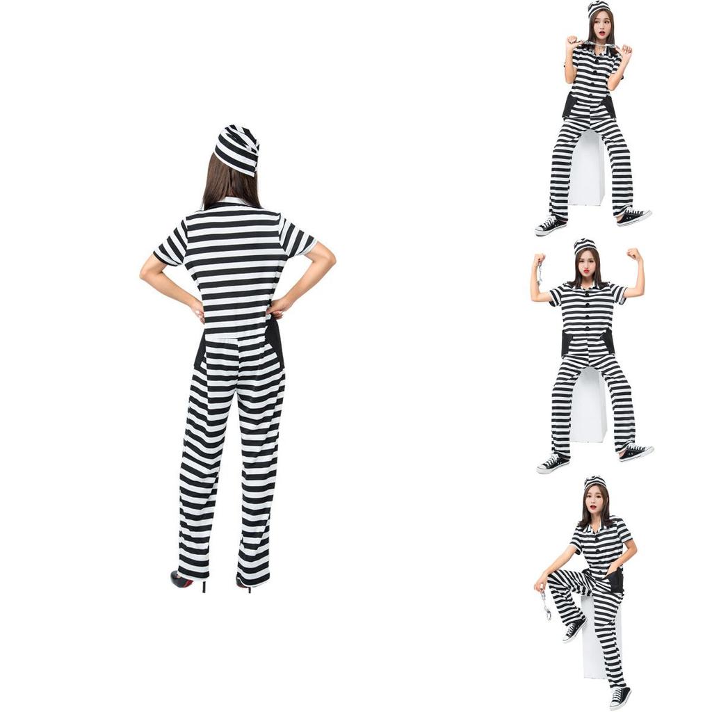 Japanese Anime Striped Prisoner Costume For Cosplay And Stage Performance