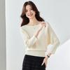 Women's Loose Batwing Sleeve 3/4 Sleeve Knit Top