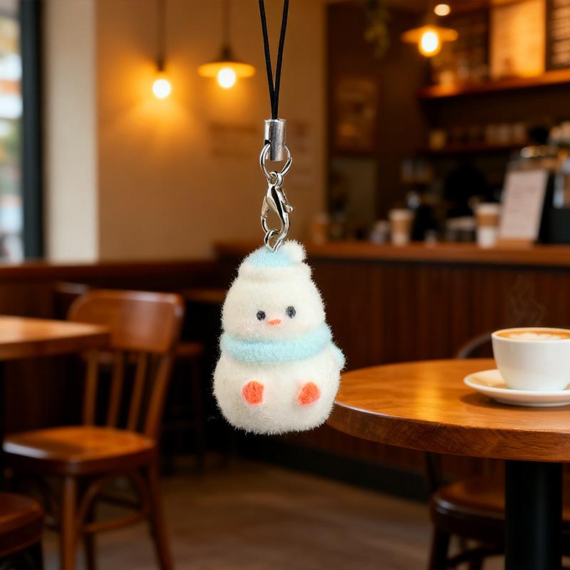 Cute Flocked 3D Resin Bear Keychain Sweet Creative Student Phone Chain Pendant Bag Accessory Phone Strap Gift