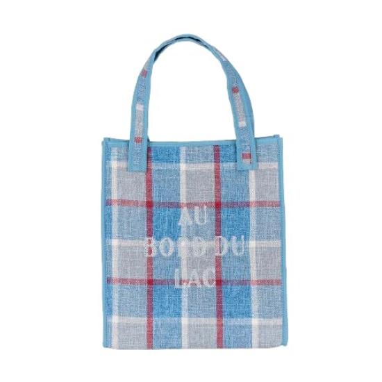 [Отделка] Клетчатая сумка-тоут с квадратной рамкой