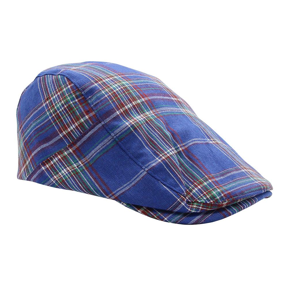Spring and Summer Beret Plaid Trendy Plaid Cap Men's Sun Protection Visor Casual Plaid Forward Hat