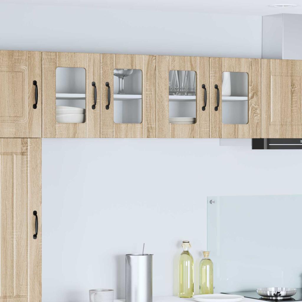 Wall Mounted Glass Cabinet PORTO Sonoma Oak 60 x 31 x 40 cm