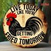 Vintage Rooster Metal Wall Decor Farmhouse Kitchen Tin Sign Funny Gift For Home