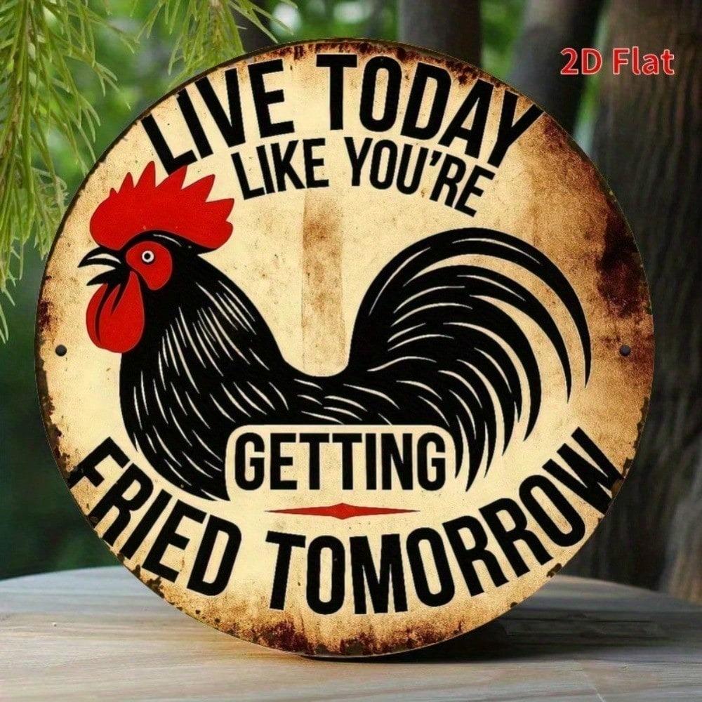 Vintage Rooster Metal Wall Decor Farmhouse Kitchen Tin Sign Funny Gift For Home