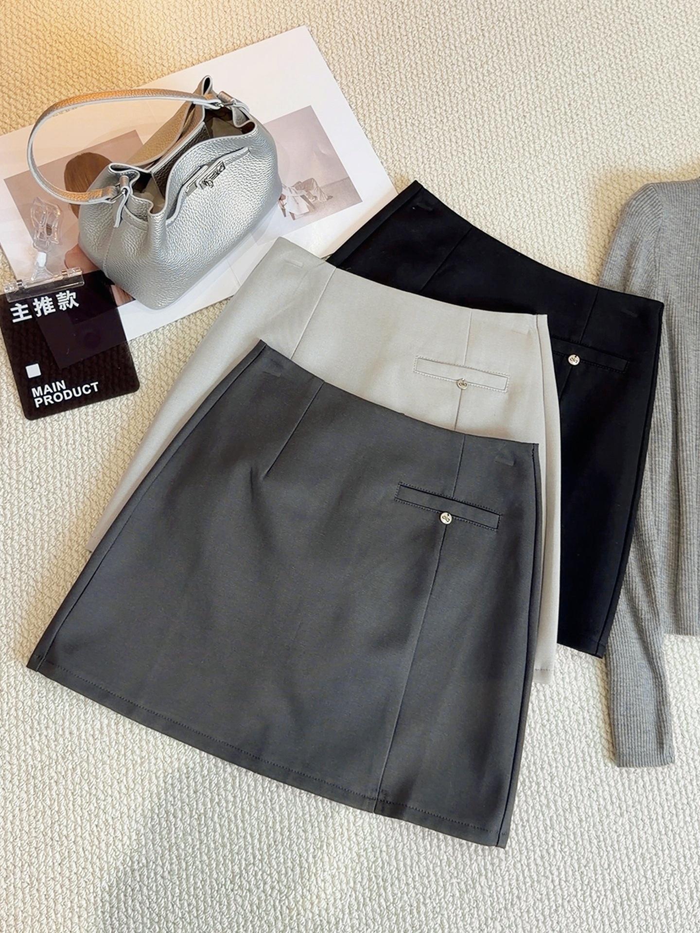 2026 Spring/Summer Women s High-Waisted A-Line Anti-Exposure Slim Skirt Medium темно-серого