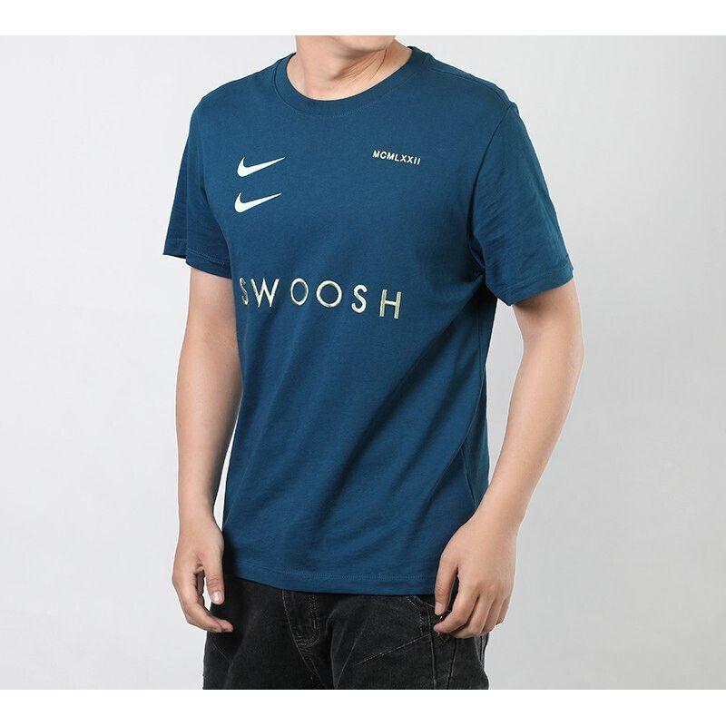 Nike T Shirts Men's Power Blue Crew Neck Moderate Straight Fit CV5893-499