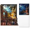 Buchstützen-Set Dunkle Familie DIY Holzpuzzle Gotischer Stil Halloween Bücherregal Puppenhausmodell Buchstütze Gebäude Heimdekoration