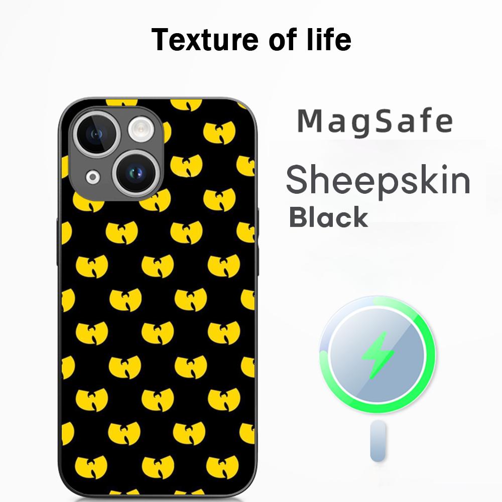 Fashion Trends WU-T-TANG CLANs ins Phone Case For iPhone 16 15 14 13 12 11 Plus Pro Max  High-end Luxury Magsafe Sheepskin
