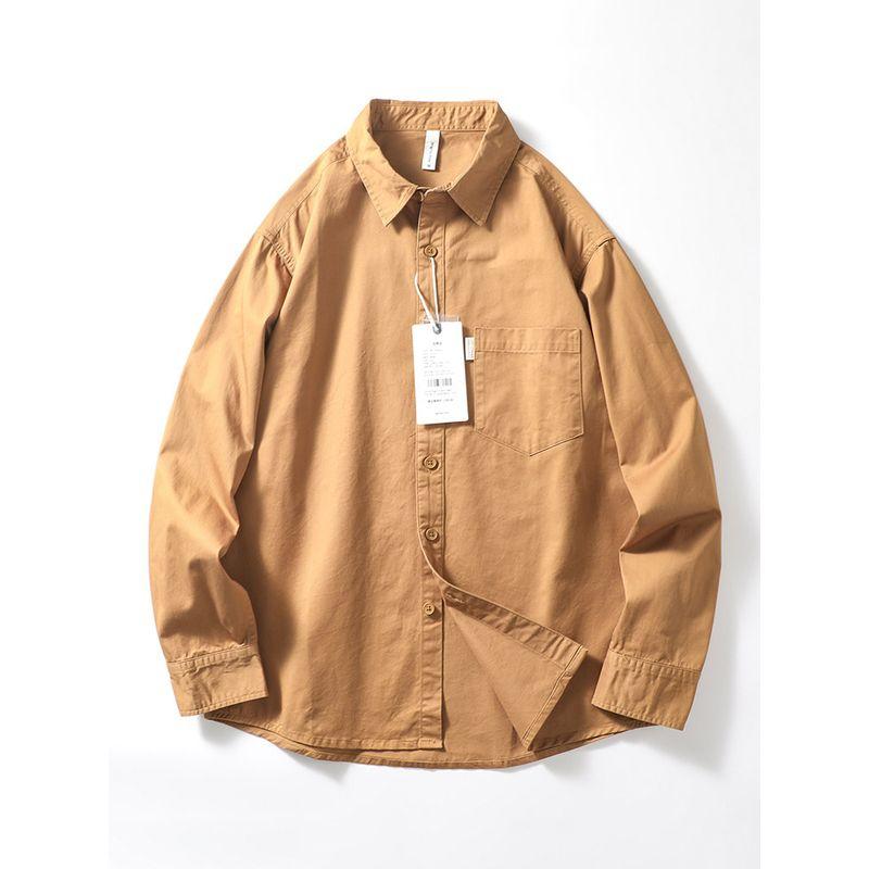 Retro Heavy Industry Long Sleeves Spring and Autumn Export Cotton Embroider Caramel Color M