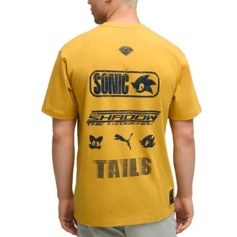 Puma X Sonic Entspannte Lockere Passform Lustiger Druck Lässiges Kurzarm-T-Shirt Herren Oberteile 632406-62
