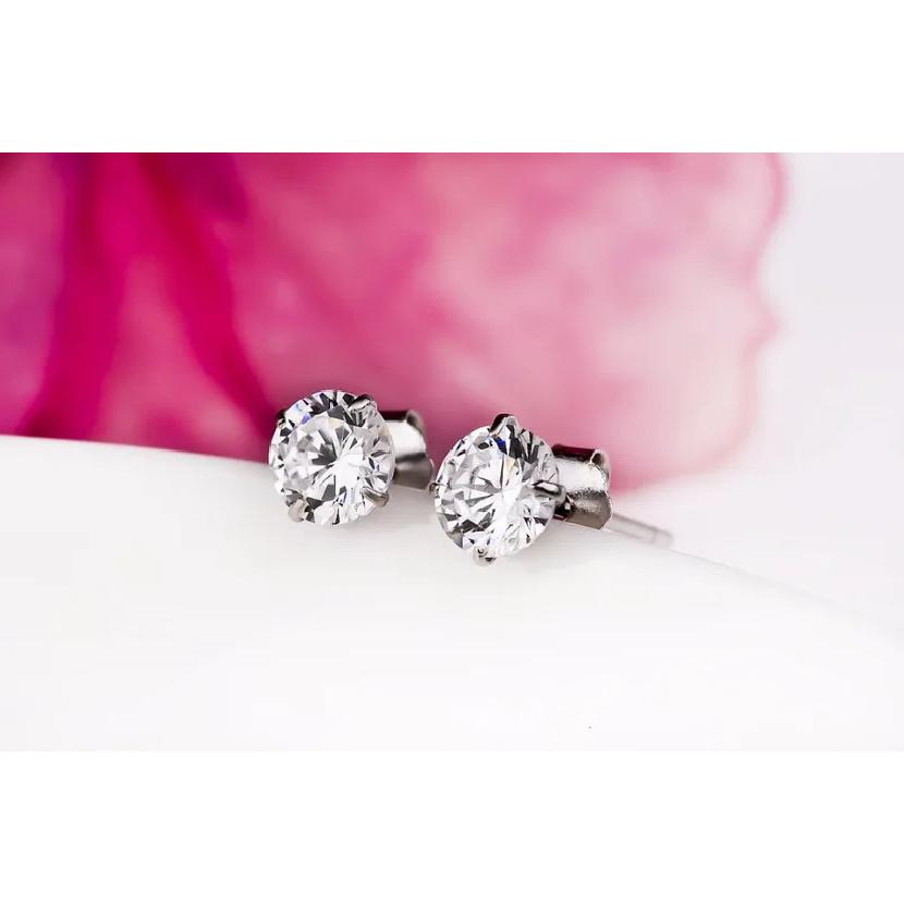 Crystal Zircon Real 925 Sterling Silver Earrings Channel  Cubic Zirconia Silver Stud Earrings for Women Sterling Silver Jewelry