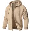 Men's Solid Color Lightweight Hooded Sweatshirt Full Zip Sweatshirt Casual Jacket Jacket