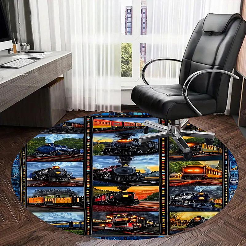 1PC Train Non-Slip Floor Round Carpet, Office, Family, Bedroom, Large Area Rug Indoor Rugs,  Durable PolyesterH0397