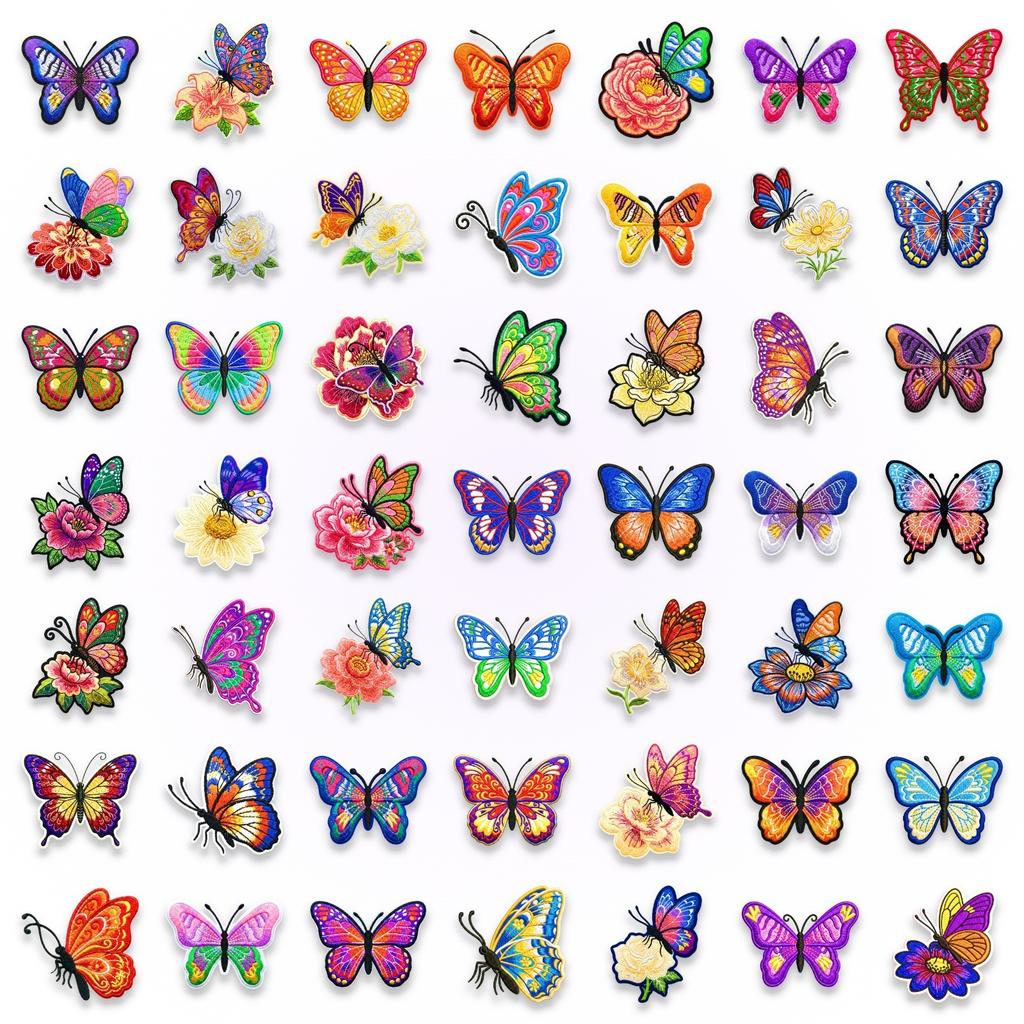50 Embroidered Butterfly Pet Stickers Creative Design Beautiful Butterfly Transparent Stickers