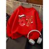 Christmas Gift For Kids Cute Cartoon Number 67 Graphic Sweatshirt Unisex Boys Girls Santa Hat Xmas Light Bell Snowflake Crewneck Long Sleeve Pink Soft