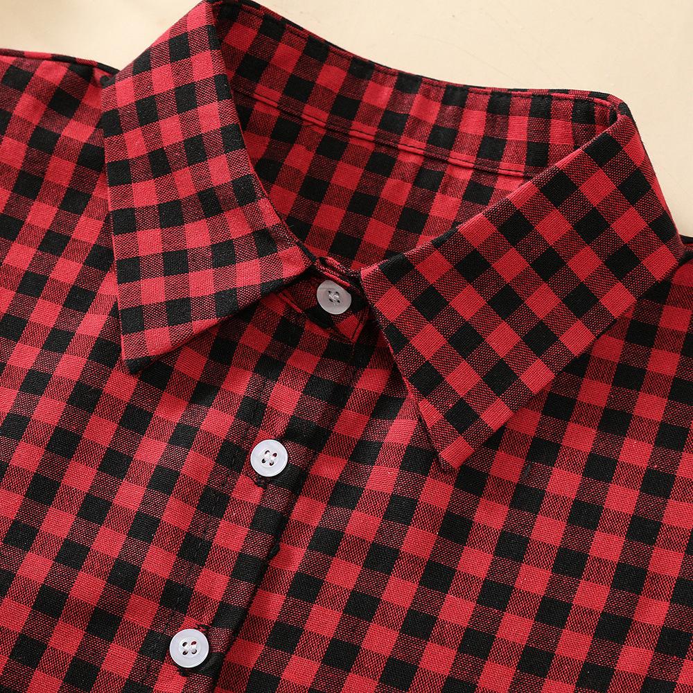 Plaid Faux Collar for Women's Sweater or Blouse - Red and Black Checkered Design