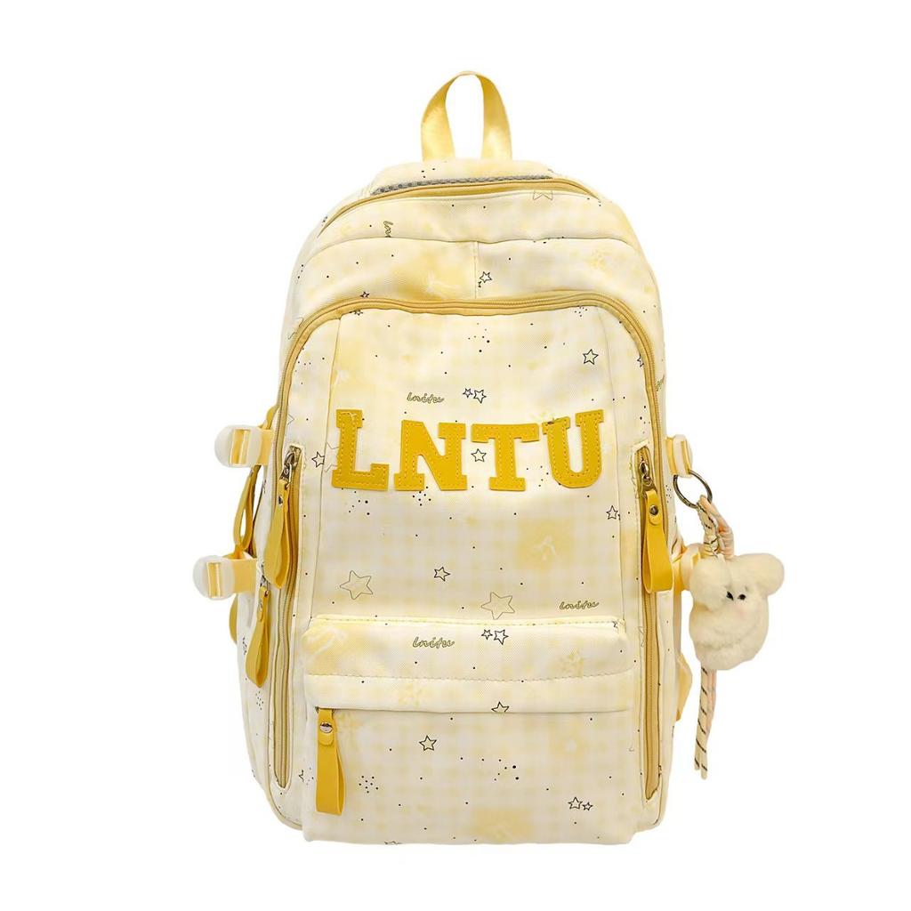 Schoolbag new Japanese plaid backpack female student schoolbag cute star printing light large capacity backpack girl style