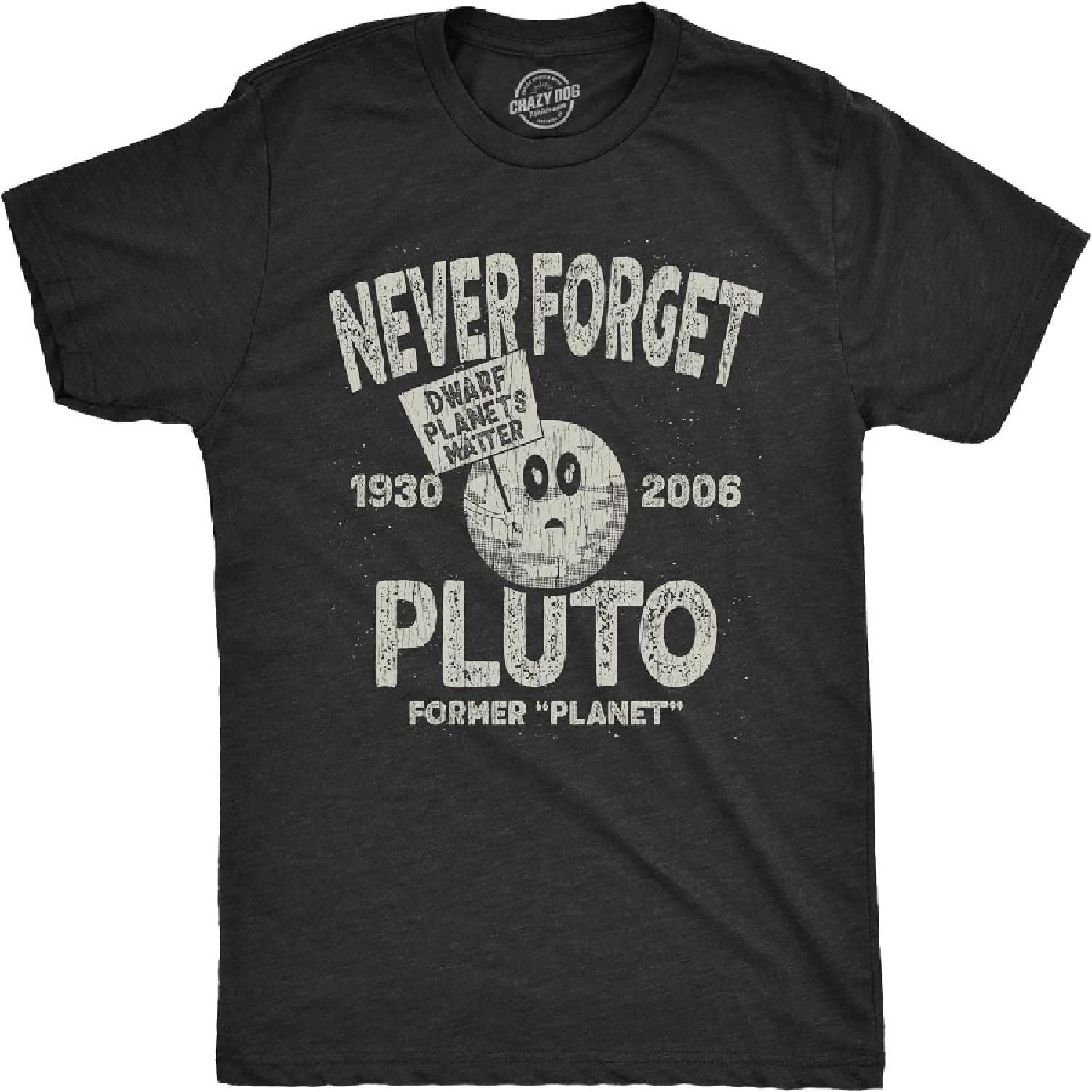 Mens Never Forget Pluto T Shirt Funny Outer Space Planets Joke Tee for Guys XXXXXL разноцветный