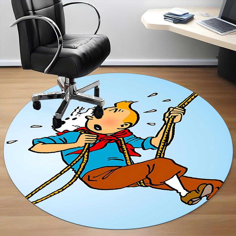1 Pezzo Tappeto Rotondo Ufficio Tintin, Antiscivolo, Morbido e Durevole Tappeto da Ufficio per Decorazione d'Interni, Perfetto per l'Ufficio, Bella Decorazione