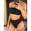 S - XL Bandeau Wrinkled Female Swimsuit High Waist Bikini Women Swimwear Two-pieces Bikini Set Bather Bathing Suit Swim