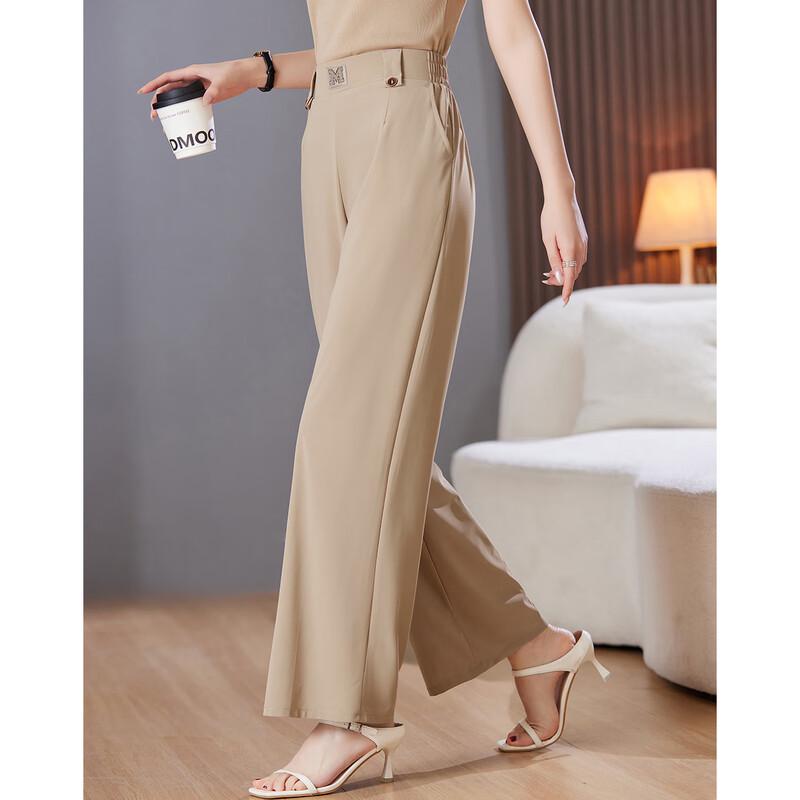 Paster Women's Plus Size Summer Straight-Leg Elastic Waist Pants