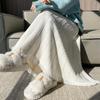 Thick Fringe Knitted A-Line Pleated Midi Skirt - High Waist, Ankle-Length, Autumn/Winter