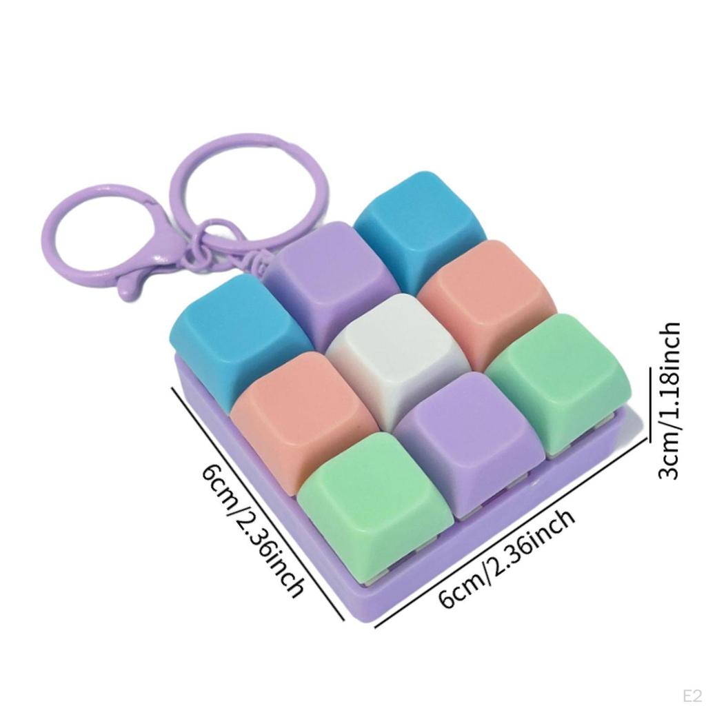 Fidget Keychain Mechanical Key Button 9-Button for Office Home Gift Birthday Drive Away