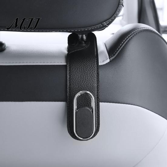 Rear Seat Storage Solutions Universal Car Hook Hanger, Faux Leather Back Interior Accessories Foldable Organizer for Hanging Groceries And
