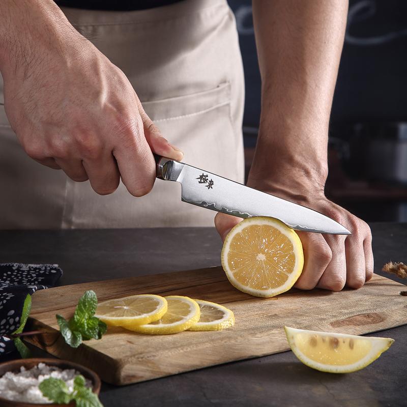 4 Inch Paring Knife With Wood Cover 3-layers Clad Steel AUS-10 Blade G10 Handle Cleaver Steak Utility Barbecue Kitchen Knives