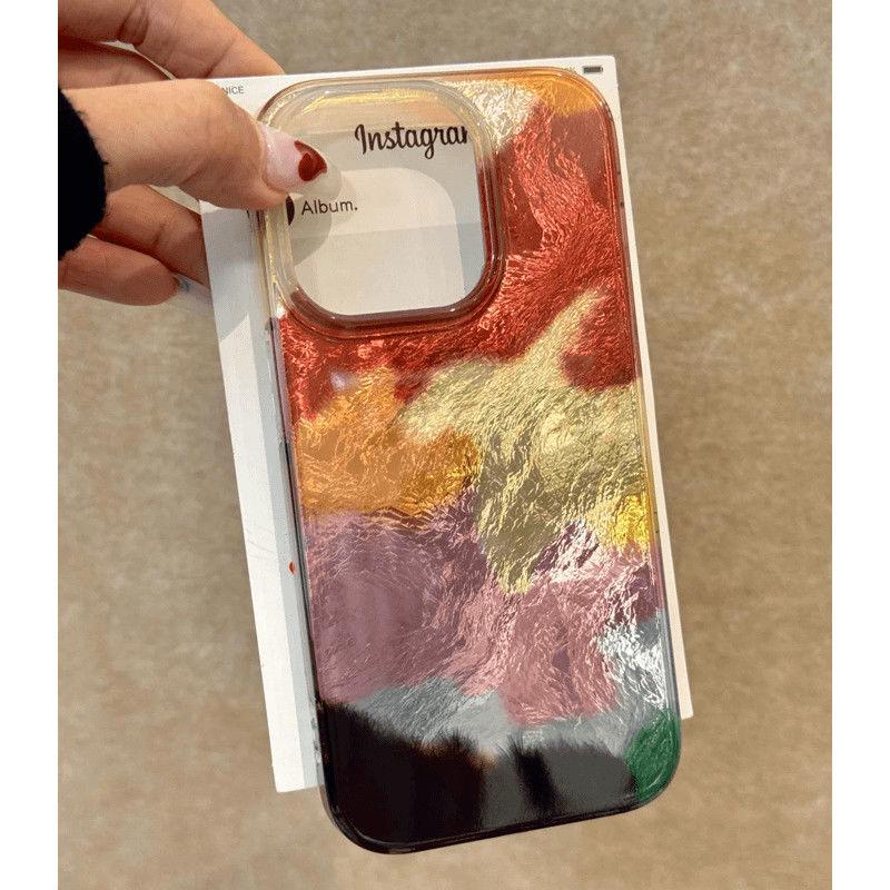 Gradient Color Block Phone Case for iPhone 16 Pro Max & 15/13 Swirl Design - Women's Protective Cover