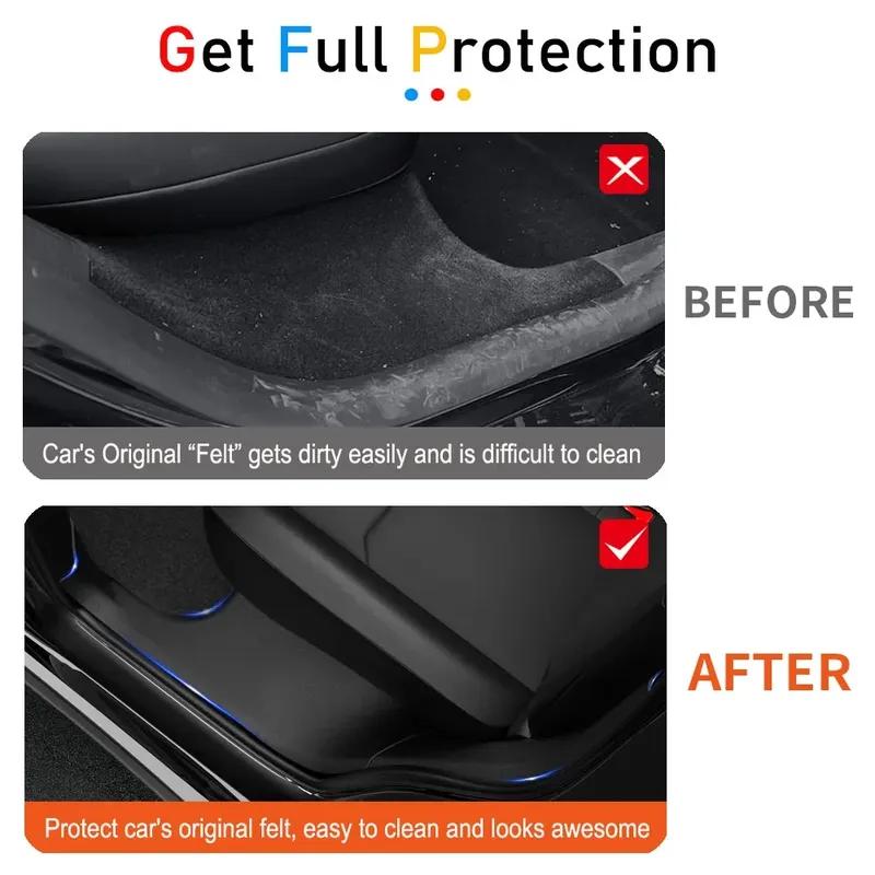 For Tesla ModelY Juniper 2025 2026 Front Rear Door Sill Protector Threshold Strip Anti-kick Guard Panel Mats Pad Car Accessories