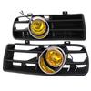 1 Pair Front Bumper Grill Lamp Grill Fog Lights Grille LED Lamp With Wire Kit Yellow For Golf MK4 1998-2004
