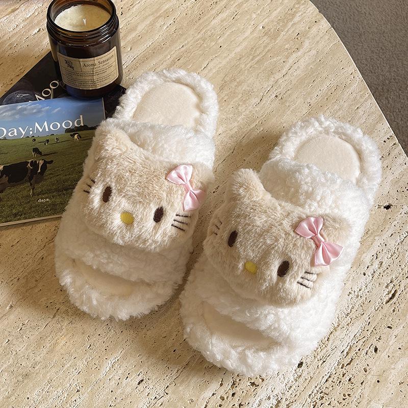 

Kitten Fur Cartoon Women s Non-Slip Fluffy Slippers for Outdoor Wear - 2024 Autumn/Winter Collection 38-39 білий