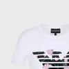 Emporio Armani FW23 Brand Logo Eagle Floral Print Crew Neck Short Sleeve T-Shirt Women t-shirts White 6R2T7N-2J07Z-0100