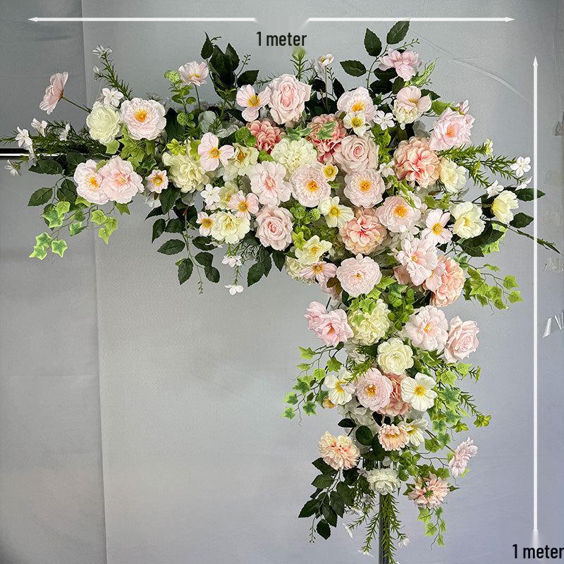 Triangular Silk Flower Wedding Arch Arrangement for Reception Background