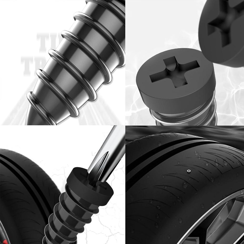 20/40/80 PCS Tire Repair Rubber Nails Kit with 2 Sizes, Tire Repair Screw in Rubber Plug, Fast Self-Service Tire Repair Tools, Screw in Tire Repair