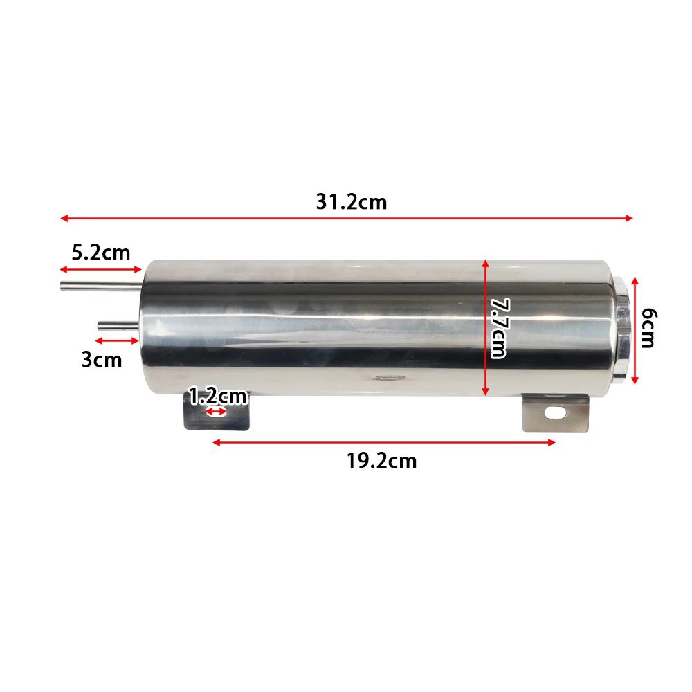 Universal 2''x13” / 3''x10” Radiator Coolant Overflow Puke Tank Polished Stainless Steel Radiator Coolant Overflow Tank Silver