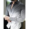 New Men's 11 Color 3D Printed Shirt with High-quality Gradient Pattern, Casual and Fashionable Long Sleeved Lapel Shirt