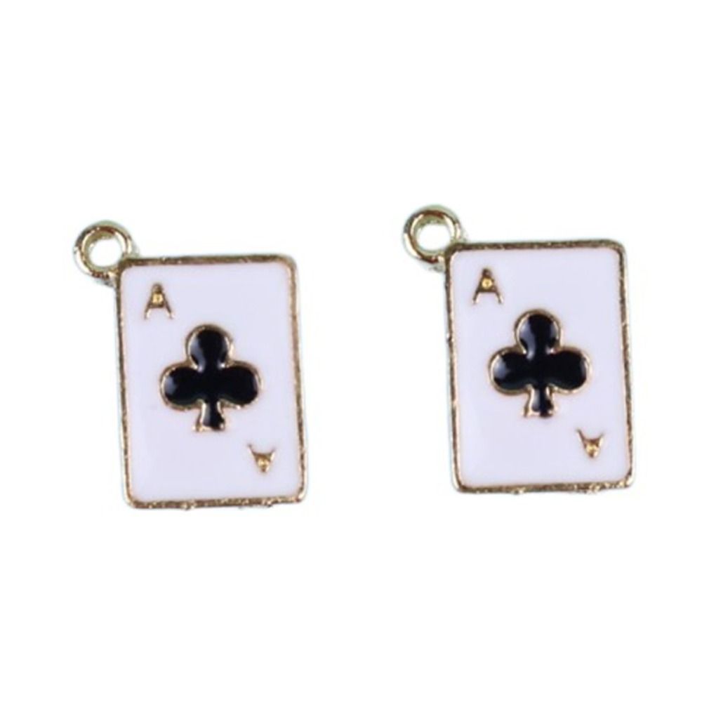 Gold Enamel Pendants Heart Shape Block Poker Card Charms  DIY Jewelry Making
