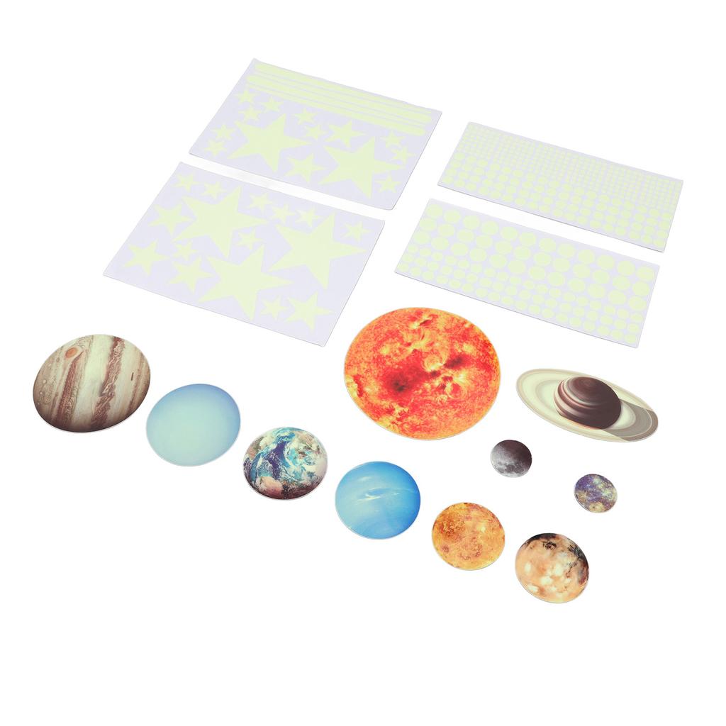 14pcs Glowing Planets Wall Stickers Glow in The Dark Star Solar System Decal for Children Bedroom Nursery Mini Solar